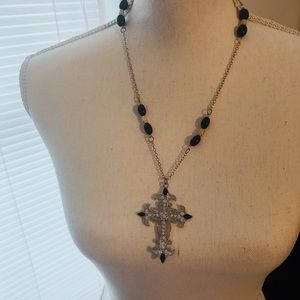 Silver Look Cross Necklace